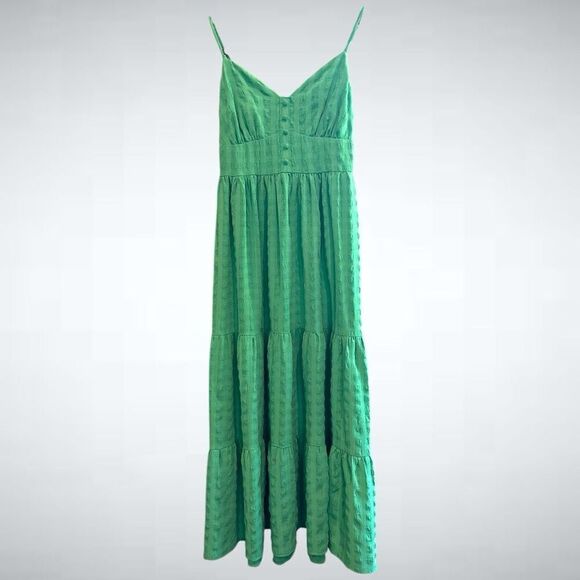 Forever 21 Tiered Midi Dress in Green Size S - Picture 1 of 6